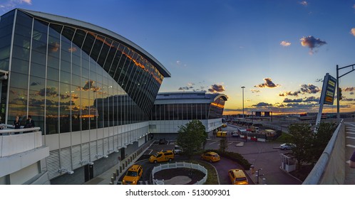 NEW YORK, USA - JUNE 2016: Exterior of the JFK Airport in New York. It is the busiest international air passenger gateway into the United States.