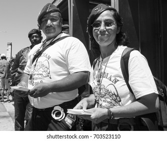 NEW YORK (USA) - JUNE 2016: Coney Island (Brooklyn). Mermaid Parade.Two Members Of The 