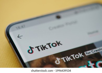 New York, USA - June 24 2021: TikTok For Creator App On Smartphone Screen Close Up