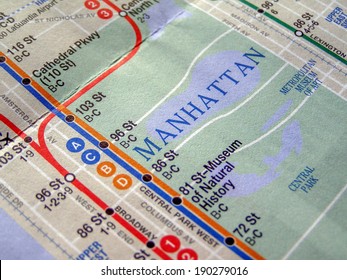 NEW YORK, USA - JUNE 25, 2008: Subway Map Of The New York Underground Lines