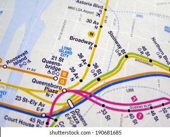 NEW YORK, USA - JUNE 25, 2008: Subway map of the New York underground lines
