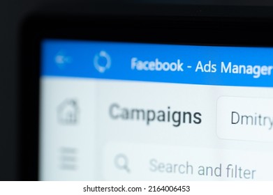 New York, USA - June 3, 2022: Managing Facebook Ads On Computer Web Page Screen Close Up View