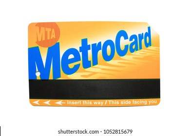 NEW YORK, USA - JUNE 7: New York City MTA Metro Card Isolated On White Background. Standard Rechargeable NYC Subway Card Used For Paying Metro And Public Transport Fare In New York.