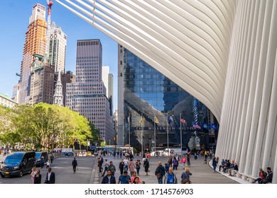 New York, USA. March 20, 2020. View Of The Freedom Tower And Oculus In Lower Manhattan