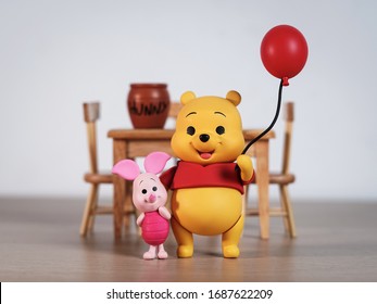 New York, USA - March 30, 2020: Winnie The Pooh And Piglet Come Out To Greet Everyone.