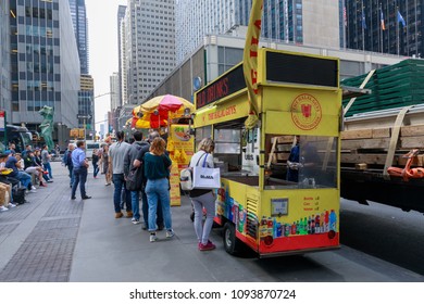 New York, USA - May 12, 2018 : The Halal Guys, Street Food In New York City