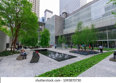 New York, USA - May 12, 2018 : The Main Garden Of MoMA, Museum Of Modern Art In Manhattan, NYC