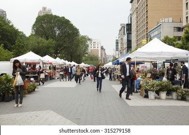 New York, New York, USA - May 12, 2011: Union Square Greenmarket Farmers Market. This Farmers Market Located In Union Square Park Just Above 14th Street In New York Has Been In Existence Since 1976.