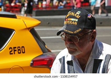 New York, USA - May 3, 2018: Portrait Of A Vietnam Veteran