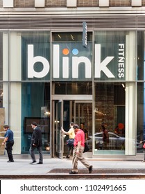 New York, New York, USA - May 30, 2018: A Blink Fitness Gym Or Healthclub In Midtown Manhattan.