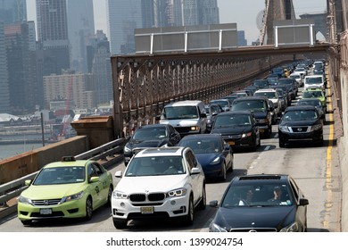 NEW YORK, USA - MAY 5 2019 - NYC Streets In Manhattan Are Congested With Traffic Jam 