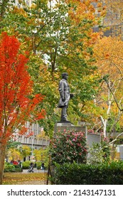 NEW YORK, USA - NOV 18, 2021: Admiral David Glasgow Farragut Monument In Madison Square Park. New York City In November