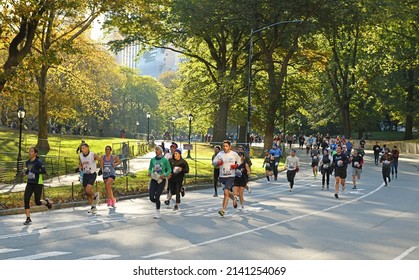 NEW YORK, USA - NOV 6, 2021: 2021 New York City Marathon, 50th running of that city premier long-distance race, was held on November 7, 2021