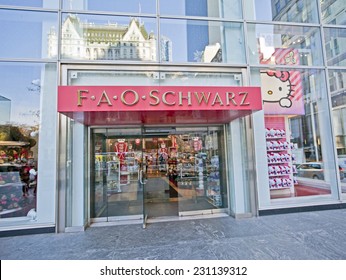 NEW YORK, USA - NOVEMBER 13th, 2014: New York's Famous FAO Schwarz Toy Store Exterior On 5th Avenue.