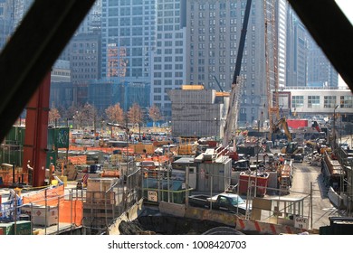 New York, USA - November 22, 2010: The World Trade Center Site Being Cleaned Up And Reconstructed Some Years After The Terrorist Attack Of 2001 In New York City