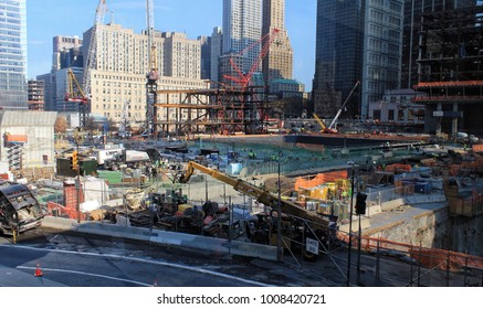 New York, USA - November 22, 2010: The World Trade Center Site Being Cleaned Up And Reconstructed Some Years After The Terrorist Attack Of 2001 In New York City