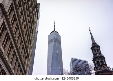 New York ,USA, November 30, 2018: Smoke On The Roof Of The World Trade Center In New York