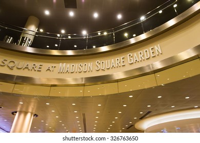 NEW YORK, USA - OCT 8, 2015: Interior Of The  Madison Square Garden, New York City. MSG Is The Arena For Basketball, Ice Hockey, Pro Wrestling, Concerts And Boxing.