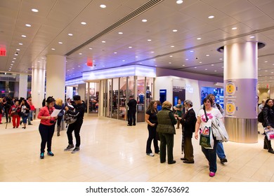 NEW YORK, USA - OCT 8, 2015: Interior Of The  Madison Square Garden, New York City. MSG Is The Arena For Basketball, Ice Hockey, Pro Wrestling, Concerts And Boxing.