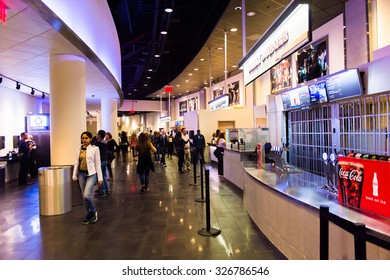 NEW YORK, USA - OCT 8, 2015: Food Court At The Madison Square Garden, New York City. MSG Is The Arena For Basketball, Ice Hockey, Pro Wrestling, Concerts And Boxing.