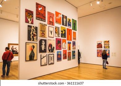 NEW YORK, USA - OCT 8, 2015: Interior of the Museum of Modern Art (MoMA), an art museum, Midtown Manhattan, New York. It was established on November 7, 1929