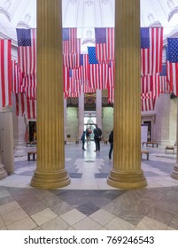 NEW YORK, USA - OCTOBER 2017: Interior Of The Federal Hall On Wall Street Where George Washington Took The Oath Of Office As The First President Of The United States Of America