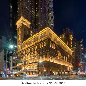 New York, USA on 5th Sept 2015: Carnegie Hall is a concert venue in Midtown Manhattan in New York City, Designed by architect William Burnet Tuthill and built by philanthropist Andrew Carnegie in 1891