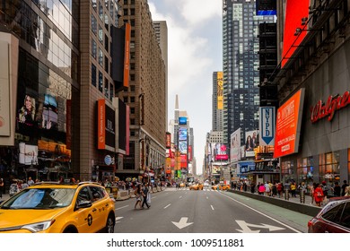 NEW YORK, USA - SEP 16, 2017: Traffic on the roads of  Manhattan, New York City, United States of America
