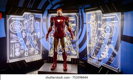 NEW YORK, USA - SEP 16, 2017: Iron Man (Tony Stark), Marvel Cinematographic Universe, Madame Tussauds NY Wax Museum.