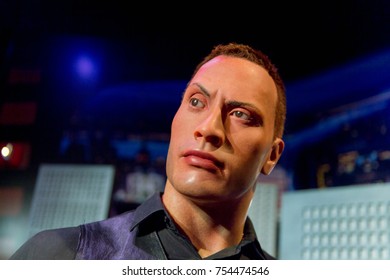 NEW YORK, USA - SEP 16, 2017: Dwayne Johnson The Rock,  American Actor, Producer And Professional Wrestler, Madame Tussauds NY Wax Museum.