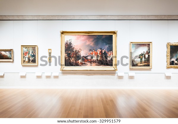 NEW YORK, USA - SEP 25, 2015: Picture gallery in the Metropolitan Museum of Art (the Met), the largest art museum in the United States of America