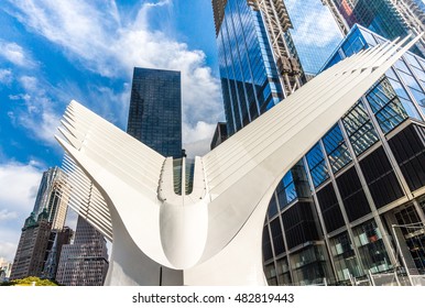 New York, USA - Sept. 3, 2016. A View Of The Oculus, A New Transit Hub In Lower Manhattan.