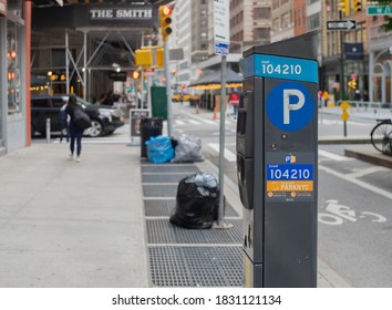 New York , USA, September 15 2020 : Parking meter located in Manhattan New York