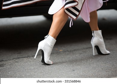 New York. Usa - September 8, 2014: Details Of Clothing And Footwear After The Marc Jacobs Show At Fashion Week In New York. Street Style Photo