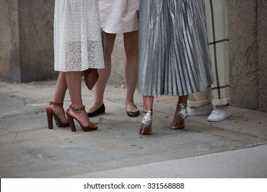 New York. Usa - September 8, 2014: Details Of Clothing And Footwear After The Marc Jacobs Show At Fashion Week In New York. Street Style Photo