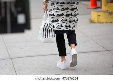 New York. Usa - September 8, 2014: Details Of Clothing And Footwear After The Show At Fashion Week In New York. Street Style Photo