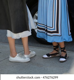 New York. Usa - September 8, 2014: Details Of Clothing And Footwear After The Show At Fashion Week In New York. Street Style Photo