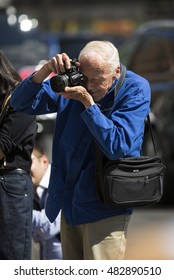 New York, USA - September 9, 2014: New York Times photographer Bill Cunningham attends 9th annual Jazz Age lawn party by Michael Arenella & the Dreamland Orchestra on Governors Island