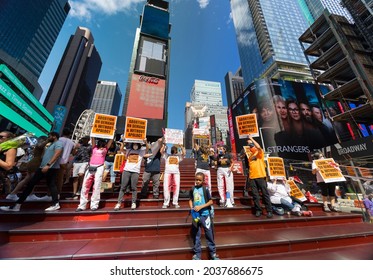 NEW YORK, USA – SEPTEMBER 4: Protesters against Texas Bans Abortion Laws, who gather and demonstrate in Times Square on Saturday afternoon on September 4, 2021 in New York City. 