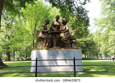 New York, New York/U.S. - August 27, 2020: Women’s Rights Pioneers Monument In Central Park