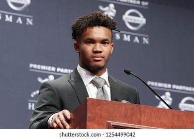 NEW YORK-DEC 8: Oklahoma Sooners Quarterback Kyler Murray, Winner Of The 84th Heisman Trophy, Speaks To The Media On December 8, 2018 At The Marriott Marquis In New York City.