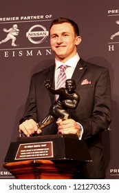 NEW YORK-DEC 8: Texas A&M Quarterback Johnny Manziel Attends The 2012 Heisman Finalists Press Conference At The Marriott Marquis On December 8, 2012 In New York City.