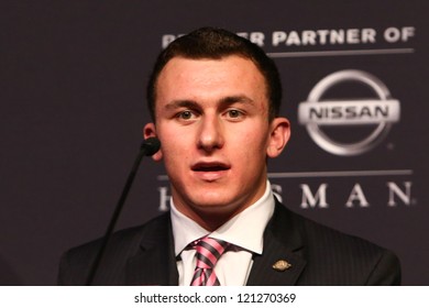 NEW YORK-DEC 8: Texas A&M Quarterback Johnny Manziel Attends The 2012 Heisman Finalists Press Conference At The Marriott Marquis On December 8, 2012 In New York City.