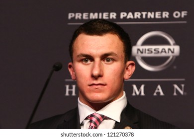 NEW YORK-DEC 8: Texas A&M Quarterback Johnny Manziel Attends The 2012 Heisman Finalists Press Conference At The Marriott Marquis On December 8, 2012 In New York City.