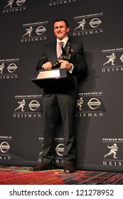 NEW YORK-DEC 8: Texas A&M Quarterback Johnny Manziel Is The Winner Of The 2012 Heisman Trophy At The Marriott Marquis On December 8, 2012 In New York City.