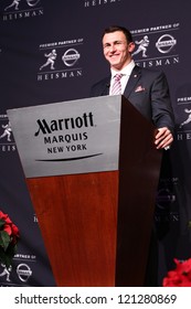 NEW YORK-DEC 8: Texas A&M Quarterback Johnny Manziel Is The Winner Of The 2012 Heisman Trophy At The Marriott Marquis On December 8, 2012 In New York City.