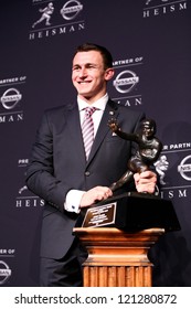 NEW YORK-DEC 8: Texas A&M Quarterback Johnny Manziel Is The Winner Of The 2012 Heisman Trophy At The Marriott Marquis On December 8, 2012 In New York City.