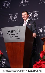 NEW YORK-DEC 8: Texas A&M Quarterback Johnny Manziel Is The Winner Of The 2012 Heisman Trophy At The Marriott Marquis On December 8, 2012 In New York City.