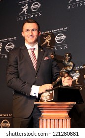 NEW YORK-DEC 8: Texas A&M Quarterback Johnny Manziel Is The Winner Of The 2012 Heisman Trophy At The Marriott Marquis On December 8, 2012 In New York City.