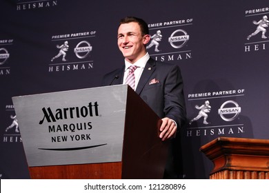 NEW YORK-DEC 8: Texas A&M Quarterback Johnny Manziel Is The Winner Of The 2012 Heisman Trophy At The Marriott Marquis On December 8, 2012 In New York City.